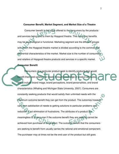 Consumer Benefit, Market Segment, and Market Size of a Theatre