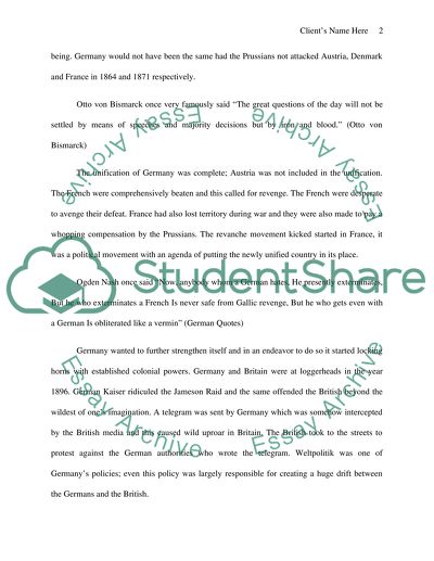 The Role of Germany in European Affairs between 1862 and 1900
