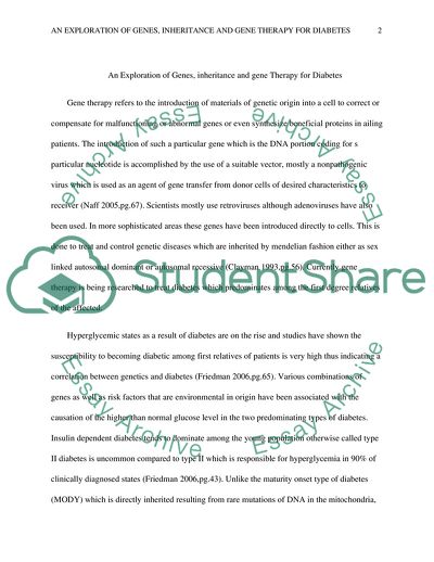 An Exploration of Genes, Inheritance and Gene Therapy for Diabetes