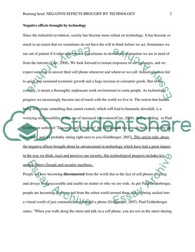 Negative effects brought by technology