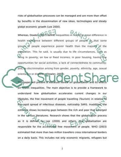 Globalization and health Inequalities