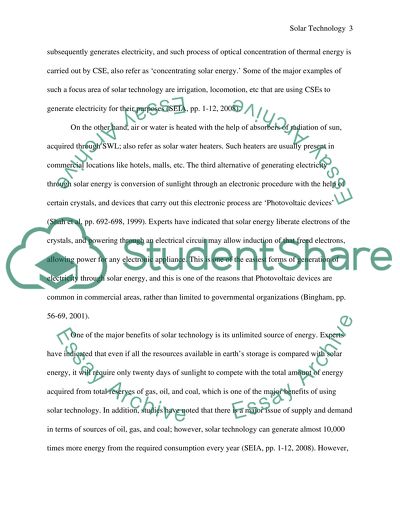Research Paper - Solar Technology, system, advantages and disadvantages to the world