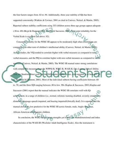 The Wechsler Intelligence Scale for Children