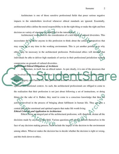 Engaging Ethics in Architecture