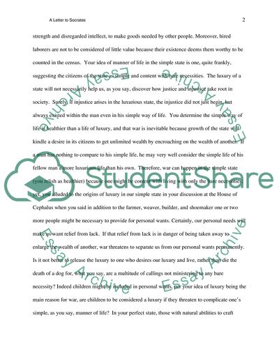 Letter to Socrates about His Discussion at the House of Cephalus