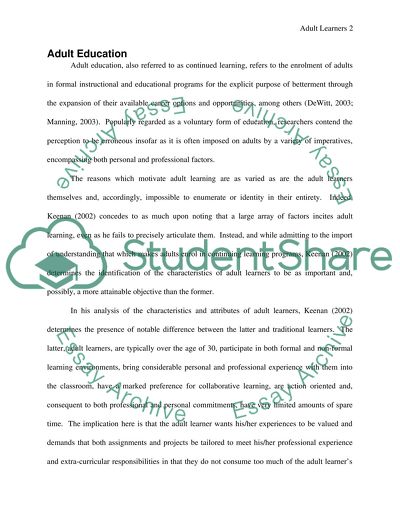 The Meaning of Adult Education