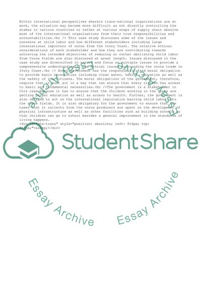 Chocolates Bittersweet Economy: The Case of Ivory Coast