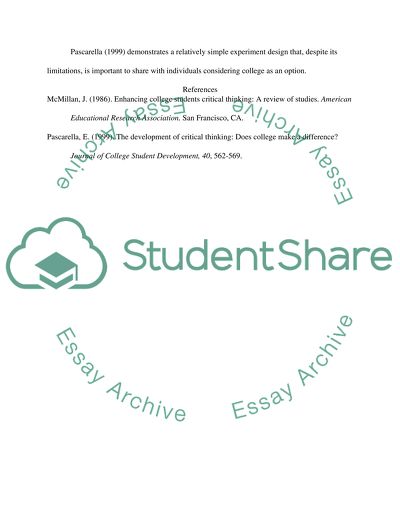 The development of critical thinking: Does college make a difference