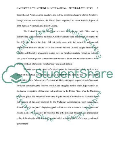 Americas involvement in international affairs in the late 19th century