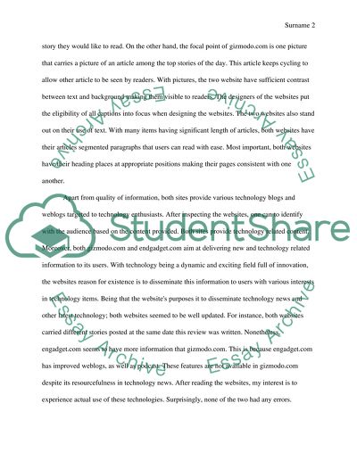 Website evaluation- gizmodo.com vs. engadget.com