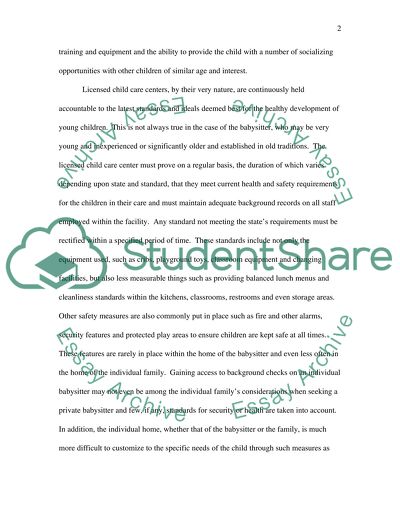 Child Care from a Licensed Center or a Babysitter