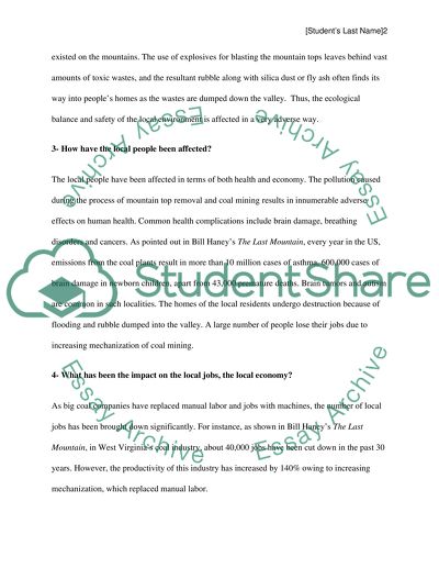 The Last Mountain Movie (Mountain top removal)