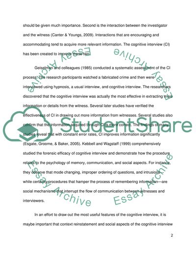 Critically evaluate the use of the Cognitive Interview in the investigative interview of witnesses