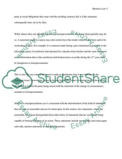 Business Law: The Finding of Misrepresentation