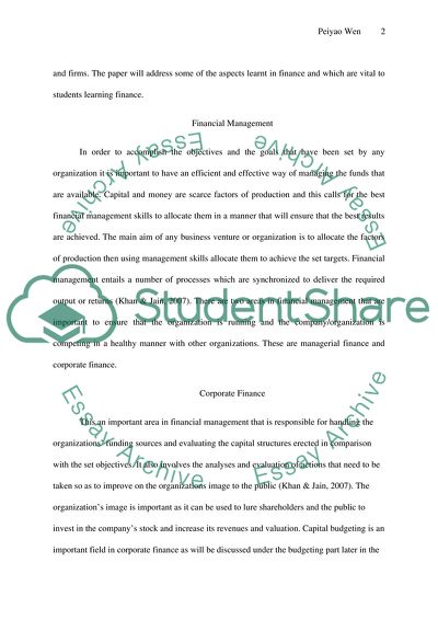 Studies in Finance Sector