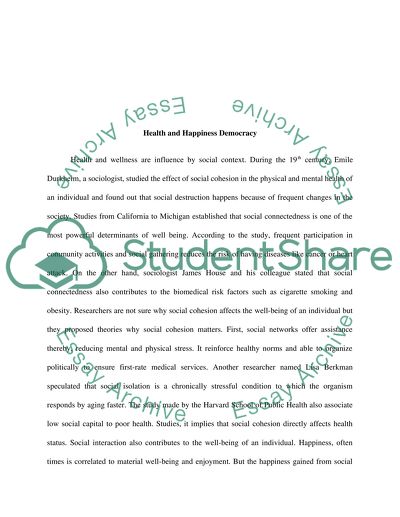 Health and Happiness Democracy