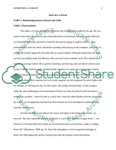 Interview a Parent: Relationship between Parent and Child