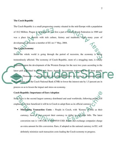Czech Republic Conversion to the Euro