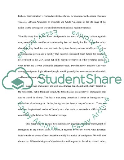 Immigrants and Employment Discrimination in the US