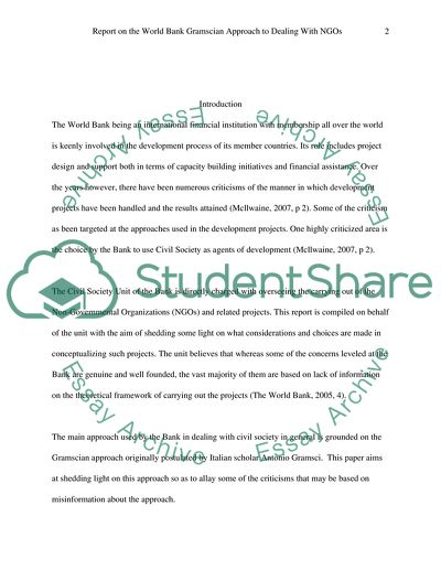 The World Bank Gramscian Approach to Dealing with NGOs