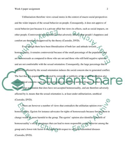 The Utilitarian Opinion Over Homosexuality