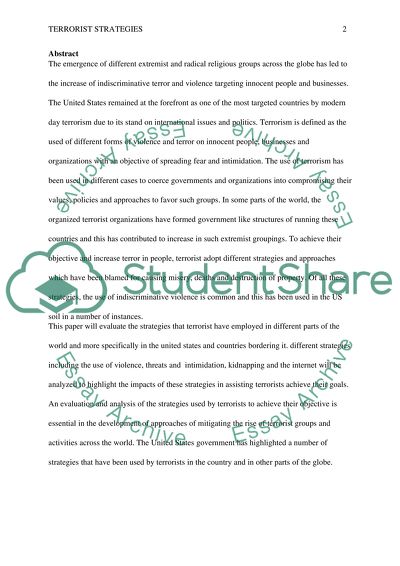 Terrorist Strategies