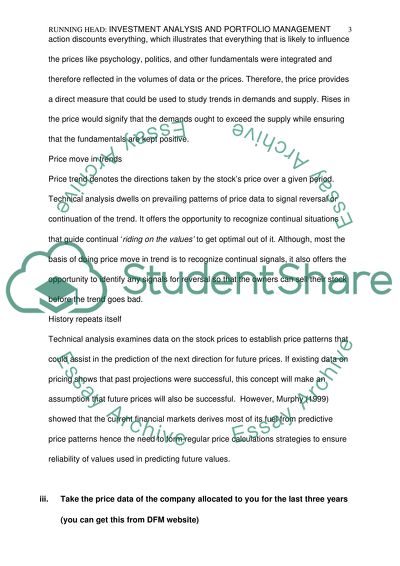 Investment and Portfolios assignment