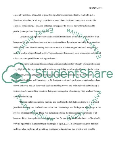 Emotions and Critical Thinking