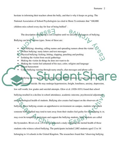 Crimes on Campus, Description of Bullying