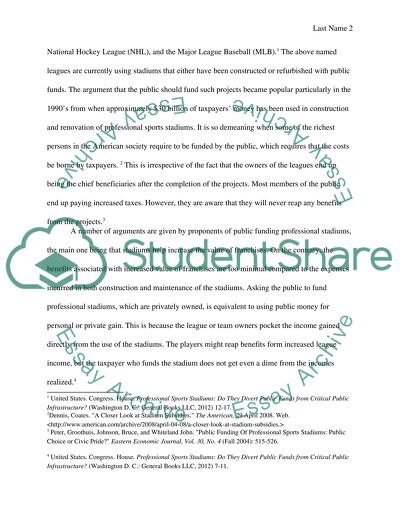 Should professional sports stadiums be funded with public money