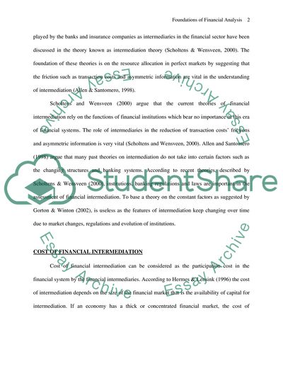 Bank Efficiency And Financial Intermediation