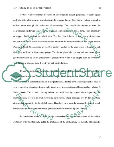 Analysis of Ethics in the 21st Century