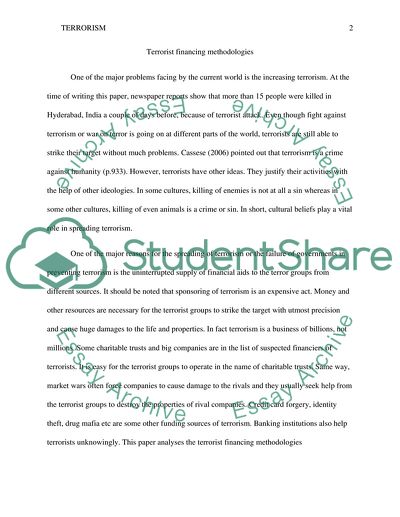 Terrorist Financing Methodologies