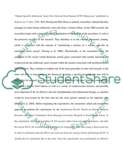 Scepticism around the two articals of Drs Woo Hwang and Shin Moon about stem cell