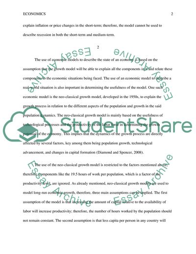 Keynesian Model for Economics and Neo-Classical Growth Model