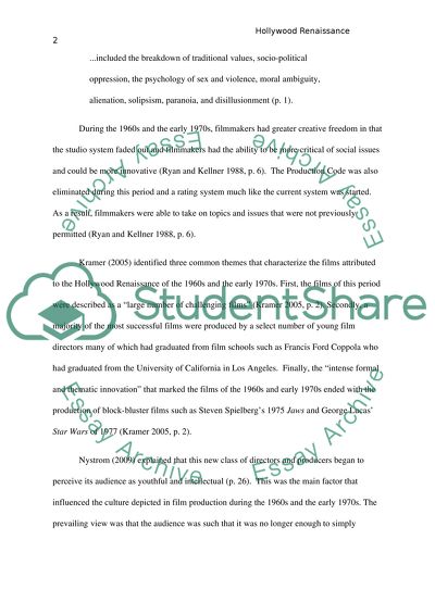 The Hollywood Renaissance of the 1960s and Early 1970s