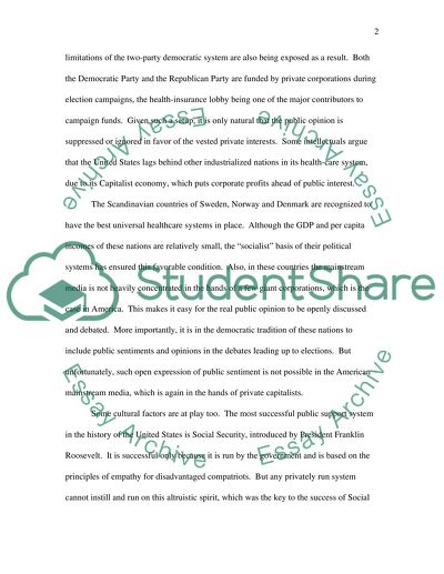 The United States: Absence a Universal Health Insurance System