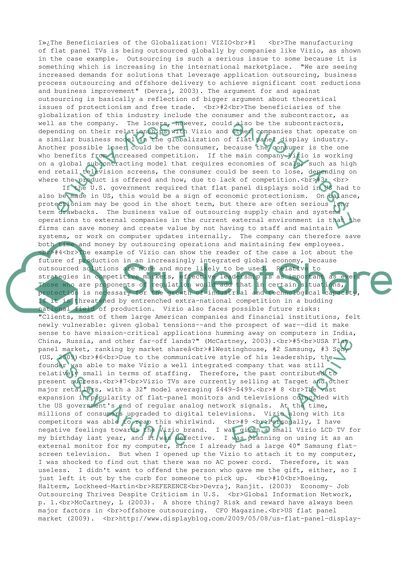 The Beneficiaries of the Globalization: VIZIO