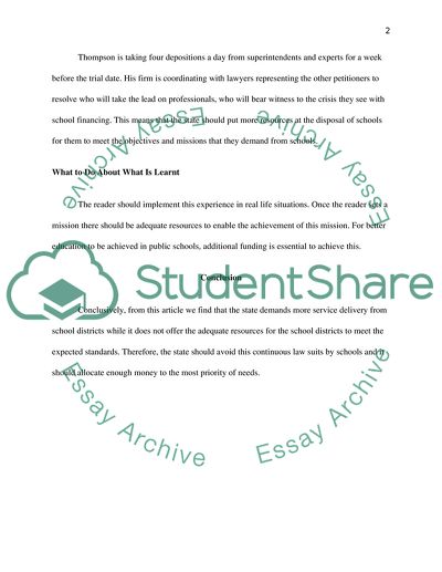 School Finance Lawsuit on Track to Trial Date