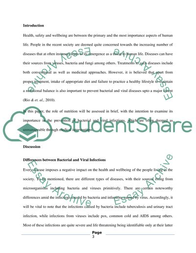 The Role Nutrition Can Play in the Prevention of Bacterial and Viral Infections