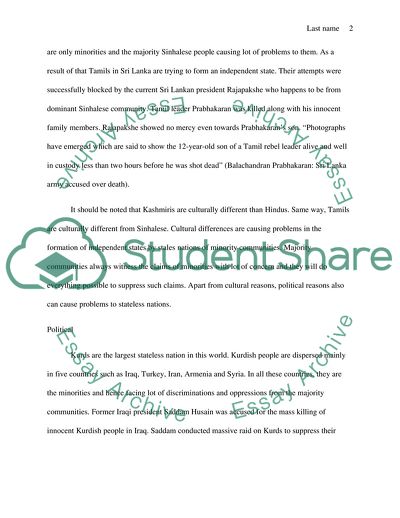 Analyzing Stateless Nation with the Help of Cultural, Political and Historical Disciplines