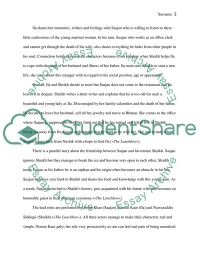 The Case of New Indian Cinematography in the Film The Lunchbox