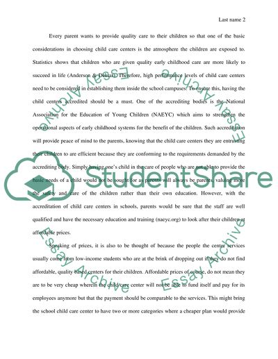 Should Colleges have Child Care on Campus