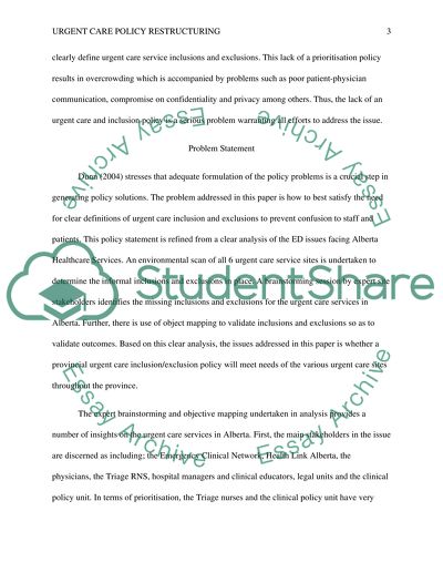 Urgent Care Policy Structuring: Urgent Care Inclusion and Exclusion Policy