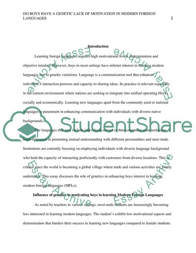 Do boys have a genetic lack of motivation in Modern Foreign Languages