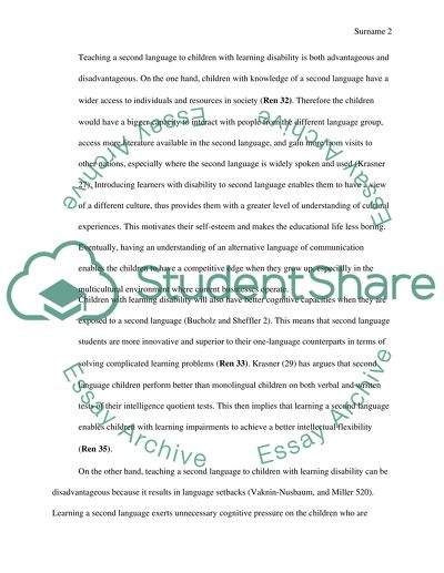 Teaching Second Language to Children with Learning Disability