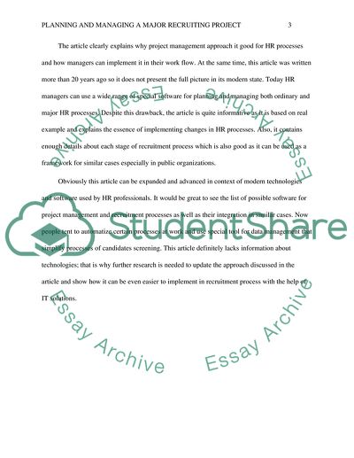 Planning and managing a major recruiting project