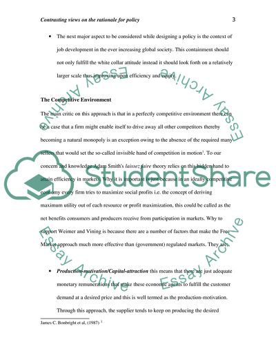 Contrasting Views on the Rationale for Policy