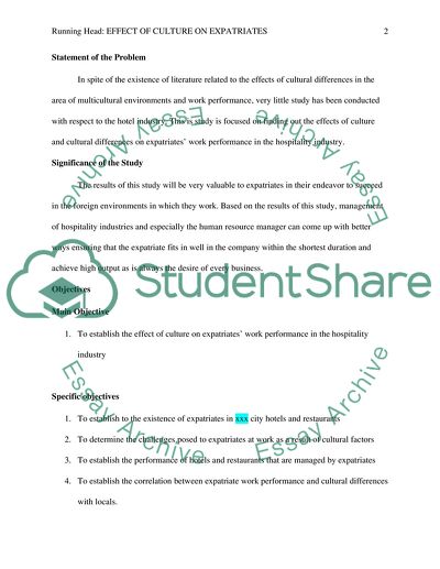 Effect of Culture on Expatriates Work Performance