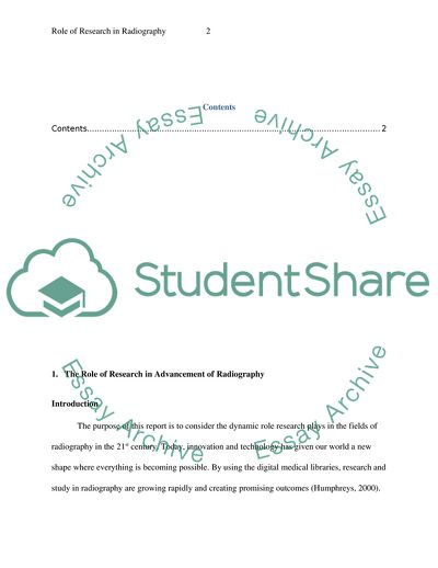 The Role of Research in Advancement of Radiography